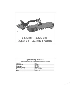 Kverneland 3232 -3336 -MR- MT Vario Mower Conditioner 2018 Eu Operation Maintenance Manual PDF download