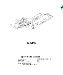 Kverneland 3232MN Mower Conditioner 2014 Parts Manual Catalog Pdf Download