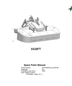 Kverneland 3332FT Mower Conditioner 2019 Parts Manual Catalog Pdf Download