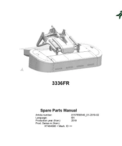 Kverneland 3336FR Mower Conditioner 2019 Parts Manual Catalog Pdf Download