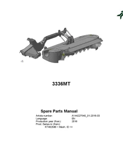 Kverneland 3336MT Mower Conditioner 2016 Parts Manual Catalog Pdf Download