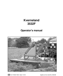 Kverneland 3532F Mower Conditioner Operation Maintenance Manual PDF download