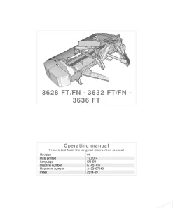 Kverneland 3628 3632 3636 -FT-FN Mower Conditioner 2014 Operation Maintenance Manual PDF download