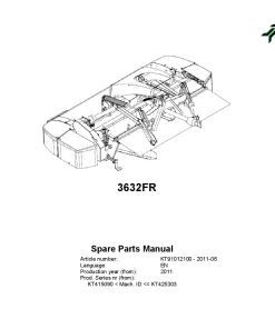 Kverneland 3632FR Mower Conditioner 2011 Parts Manual Catalog Pdf Download