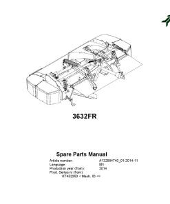 Kverneland 3632FR Mower Conditioner 2014 Parts Manual Catalog Pdf Download