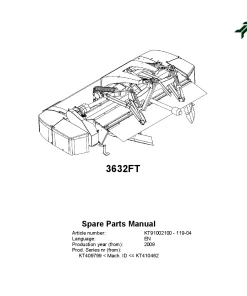 Kverneland 3632FT Mower Conditioner 2009 Parts Manual Catalog Pdf Download