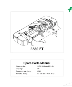Kverneland 3632FT Mower Conditioner 2010 Parts Manual Catalog Pdf Download