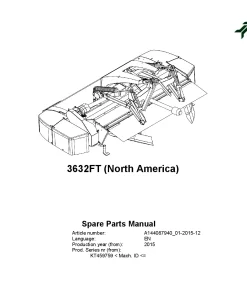 Kverneland 3632FT Mower Conditioner 2015 North America Parts Manual Catalog Pdf Download
