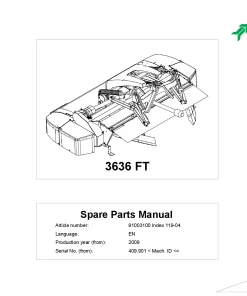 Kverneland 3636FT Mower Conditioner 2009 Parts Manual Catalog Pdf Download