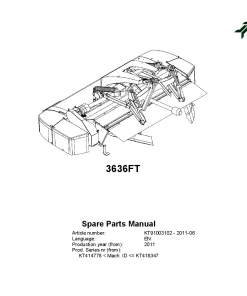 Kverneland 3636FT Mower Conditioner 2011 Parts Manual Catalog Pdf Download