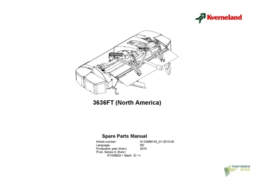 Kverneland 3636FT Mower Conditioner 2015 North America Parts Manual Catalog Pdf Download