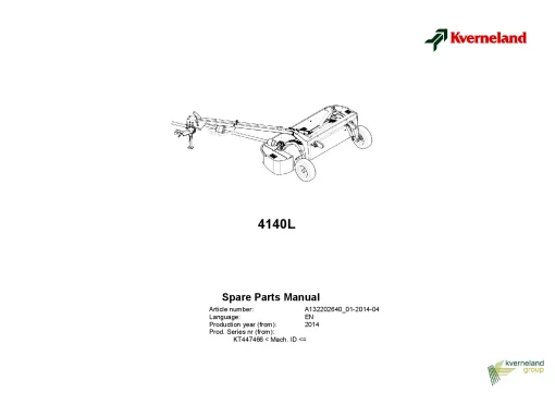 Kverneland 4140L Mower Disc Plain 2014 Parts Manual Catalog Pdf Download