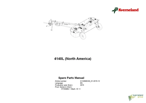Kverneland 4140L Mower Disc Plain 2015 North America Parts Manual Catalog Pdf Download
