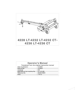 Kverneland 4228 4232 4236-LR 4232 4236-CT Mower Conditioner 2009 Operation Maintenance Manual PDF download