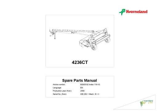 Kverneland 4236CT Mower Conditioner 2008 Sn 404282- Parts Manual Catalog Pdf Download