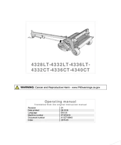 Kverneland 4324 4328 4332 4336 4340 -LT-CT Mower Conditioner 2015 Operation Maintenance Manual PDF download