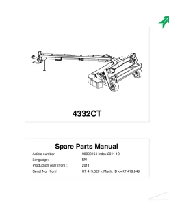 Kverneland 4332CT Mower Conditioner 2011 Sn 419820-419849 Parts Manual Catalog Pdf Download