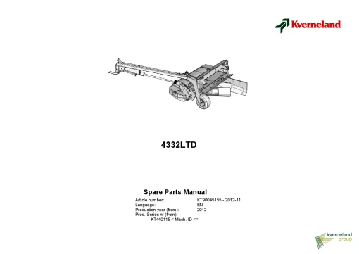 Kverneland 4332LTD Mower Conditioner 2011 Sn KT440115- Parts Manual Catalog Pdf Download