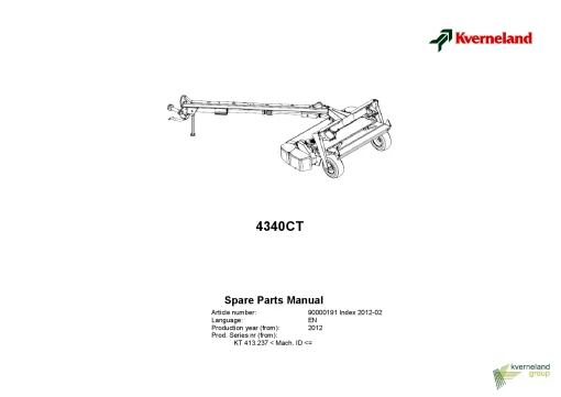 Kverneland 4340CT Mower Conditioner 2012 Sn 413.237 Parts Manual Catalog Pdf Download