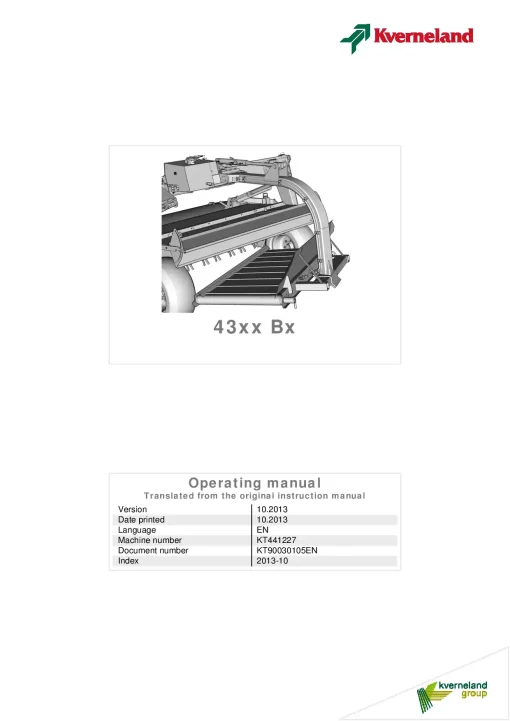 Kverneland 43XX Bx Accessories Mowers 2013 Operation Maintenance Manual PDF download