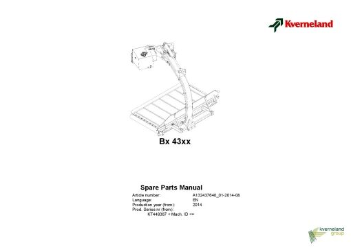 Kverneland 43xx Bx Mower Conditioner 2014 Parts Manual Catalog Pdf Download
