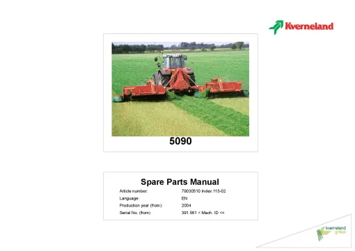 Kverneland 5090 Mower Conditioner 2004 Parts Manual Catalog Pdf Download