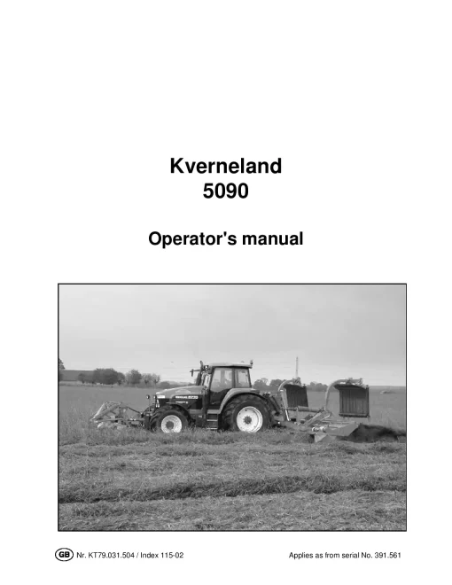 Kverneland 5090 Mower Conditioner Operation Maintenance Manual PDF download