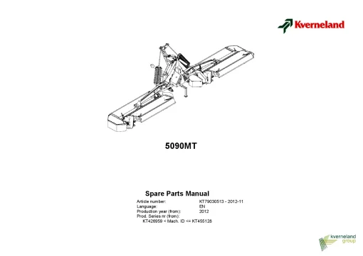 Kverneland 5090MT Mower Conditioner 2012 Parts Manual Catalog Pdf Download