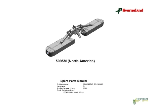 Kverneland 5095M Mower Disc Plain 2016 North America Parts Manual Catalog Pdf Download