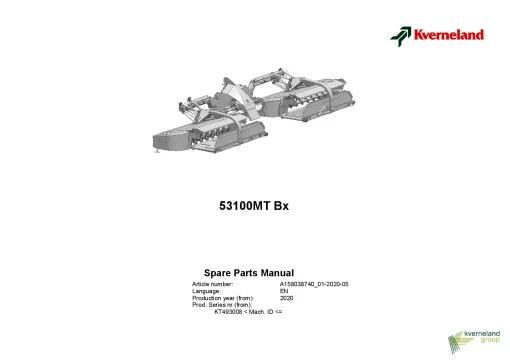 Kverneland 53100MT Bx Mower Conditioner 2020 Parts Manual Catalog Pdf Download