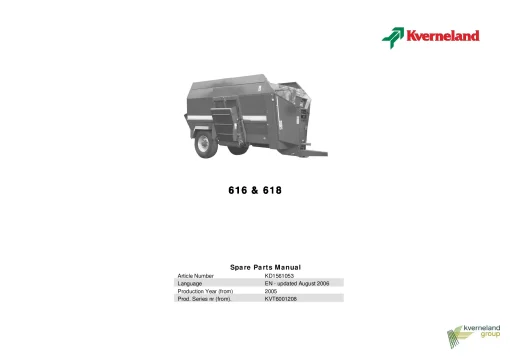 Kverneland 616-618 Diet feeders 2005 Parts Manual Catalog Pdf Download