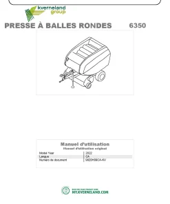 Kverneland 6350 Balers Round 2020 CA Operation Maintenance Manual PDF download