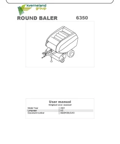 Kverneland 6350 Balers Round 2021 Operation Maintenance Manual PDF download