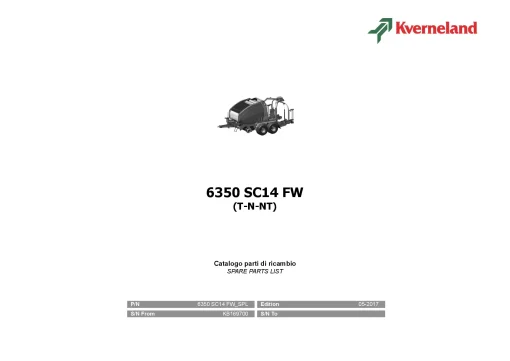 Kverneland 6350 SC14 Flexiwrap (T-N-NT) Baler-wrapper 2017 Parts Manual Catalog Pdf Download