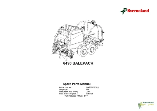 Kverneland 6490 Balepack Round Baler 2008 Parts Manual Catalog Pdf Download