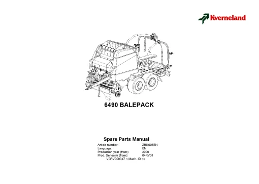 Kverneland 6490 Balepack Round Baler 2009 Parts Manual Catalog Pdf Download