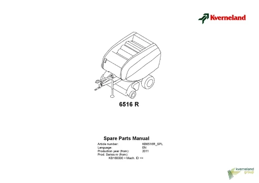 Kverneland 6516 R Round Balers 2011 Parts Manual Catalog Pdf Download