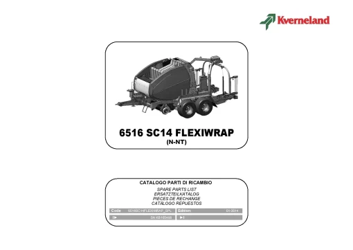 Kverneland 6516 SC14 Flexiwrap (N-NT) Baler -wrapper 2014 Parts Manual Catalog Pdf Download