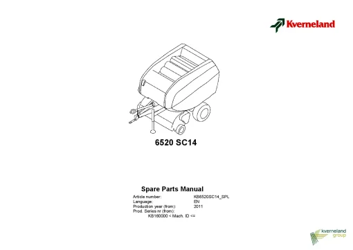 Kverneland 6520 SC14 Round Balers 2011 Parts Manual Catalog Pdf Download