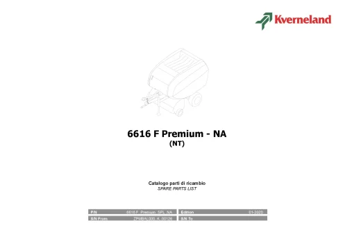 Kverneland 6616F Economy (NT) Balers Round North America from ...00126 Parts Manual Catalog Pdf Download