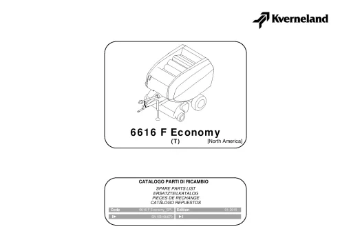 Kverneland 6616F Economy (T) Balers Round North America 2015 Parts Manual Catalog Pdf Download