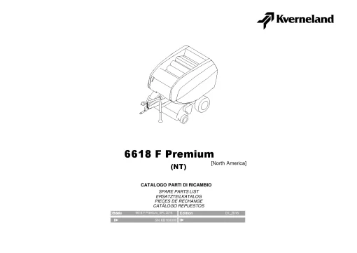 Kverneland 6618F Premium Balers Round North America 2016 Parts Manual Catalog Pdf Download