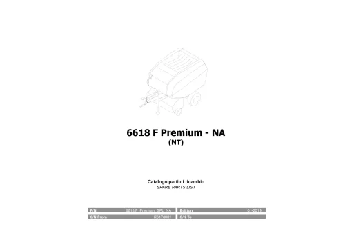 Kverneland 6618F Premium Balers Round North America 2019 Parts Manual Catalog Pdf Download
