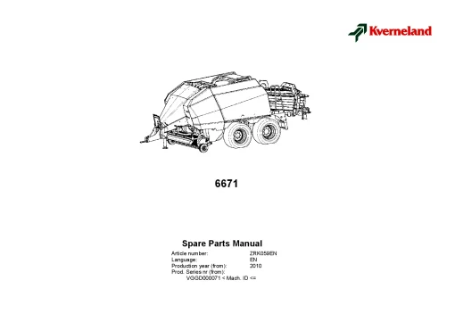 Kverneland 6671 Balers Big Square 2010 Parts Manual Catalog Pdf Download