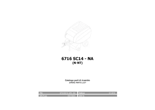Kverneland 6716 SC14 Balers Round 2019 North America Parts Manual Catalog Pdf Download