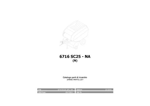 Kverneland 6716 SC25 (N-NT) Balers Round North America 2019 Parts Manual Catalog Pdf Download