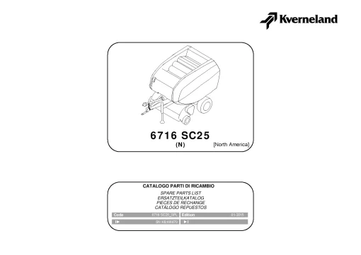 Kverneland 6716 SC25 Round Balers North America 2015 Parts Manual Catalog Pdf Download