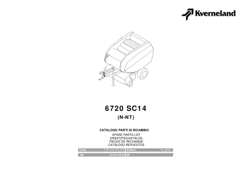 Kverneland 6720 SC14 Balers Round 2016 Parts Manual Catalog Pdf Download