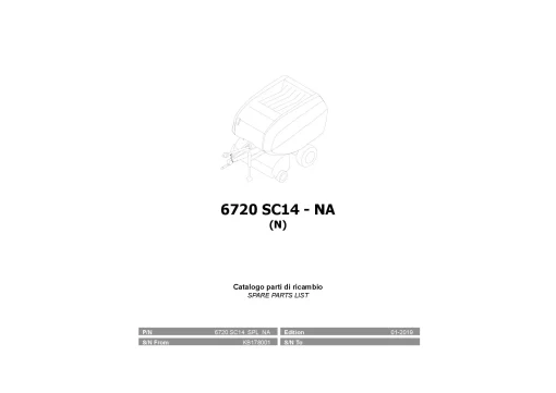 Kverneland 6720 SC14 Balers Round 2019 North America Parts Manual Catalog Pdf Download