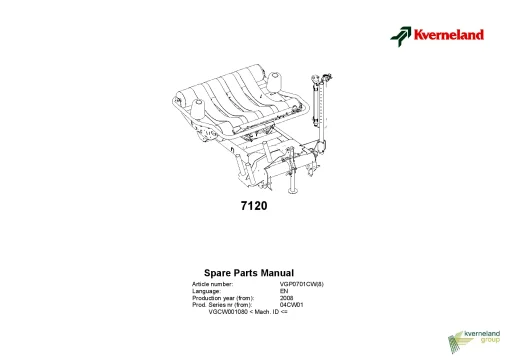 Kverneland 7120 Round Bale wrappers 2008 Sn 04CW01 Parts Manual Catalog Pdf Download